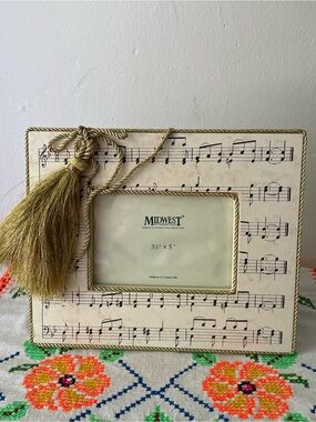 Vintage Sheet Music & Tassel Picture Frame 3.5”x5”